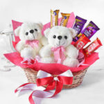 Twin Teddy With Chocolates Hamper 1